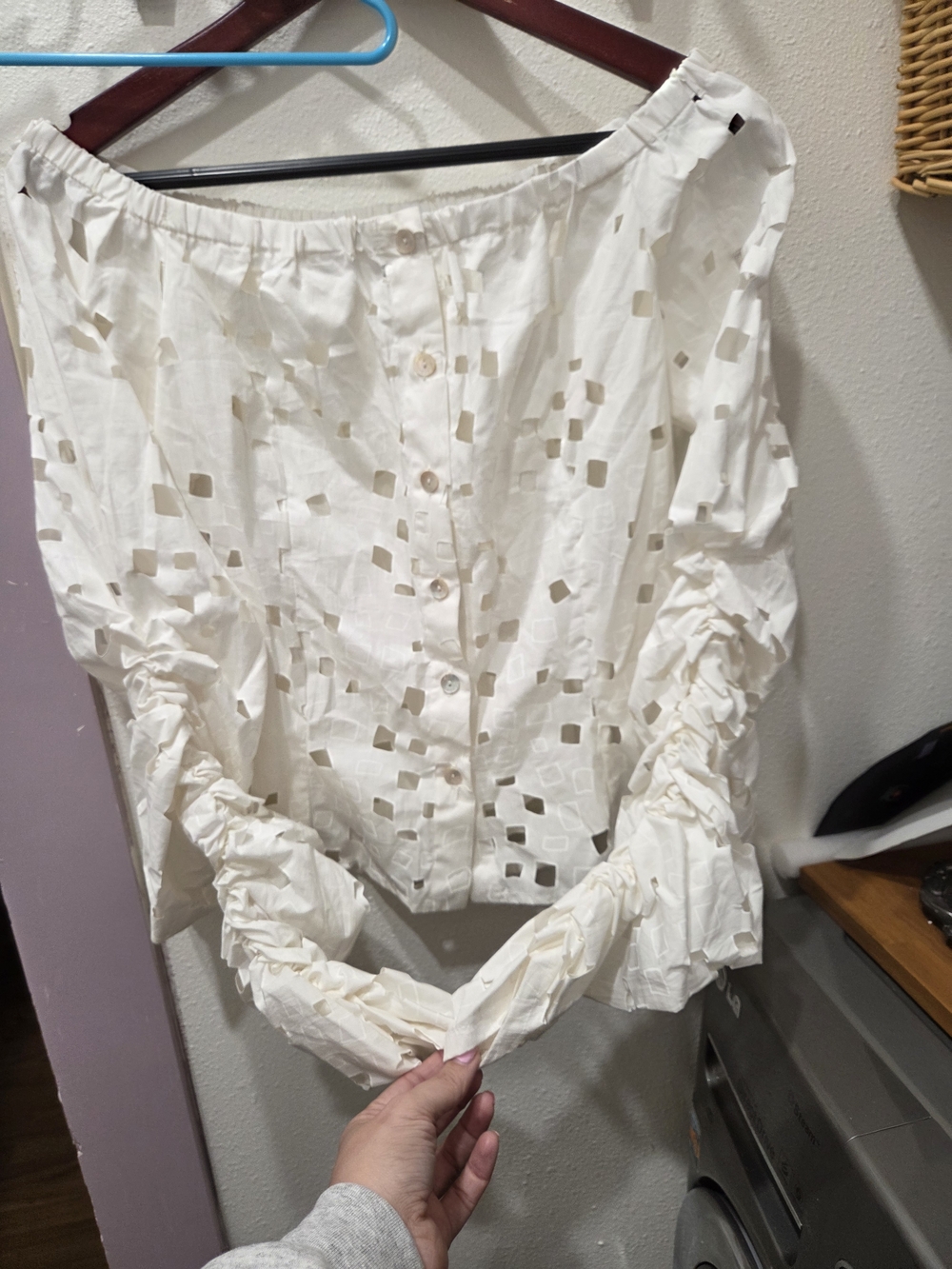 Silvia Tcherassi Ivory Eyelet Button-Front Top